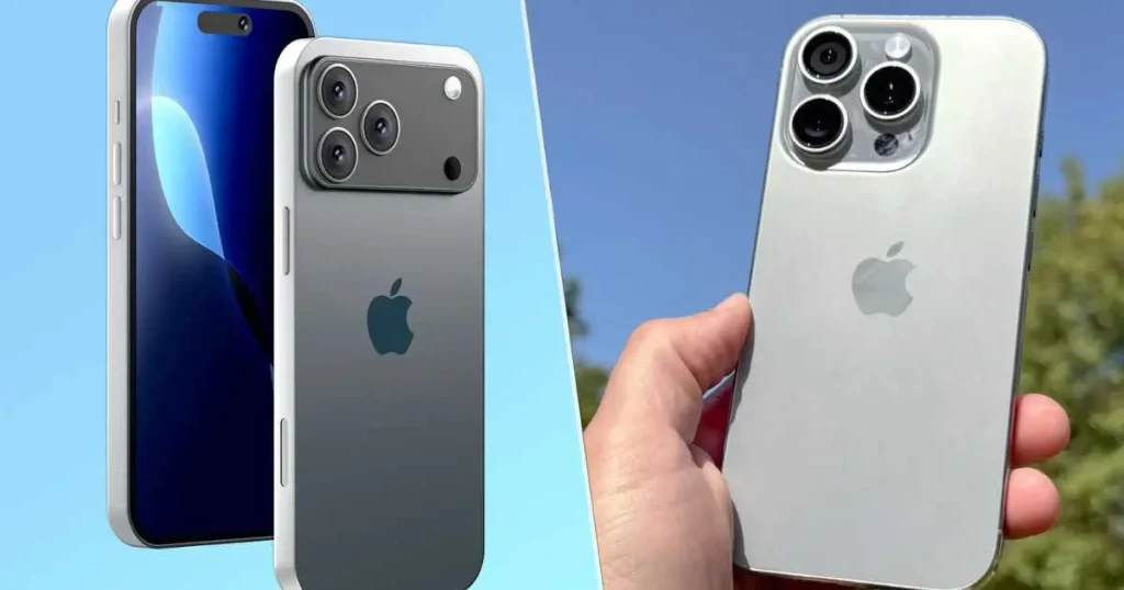 Concept design showing iPhone 17 Air vs iPhone 17 Pro Max side by side.